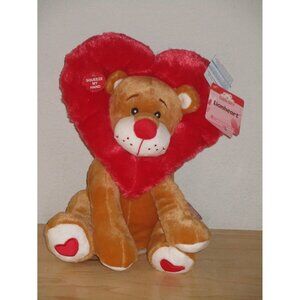 Cuddle Barn Lionhear Animated Valentine's Red Lion Stuffed Heart Shaped Animal